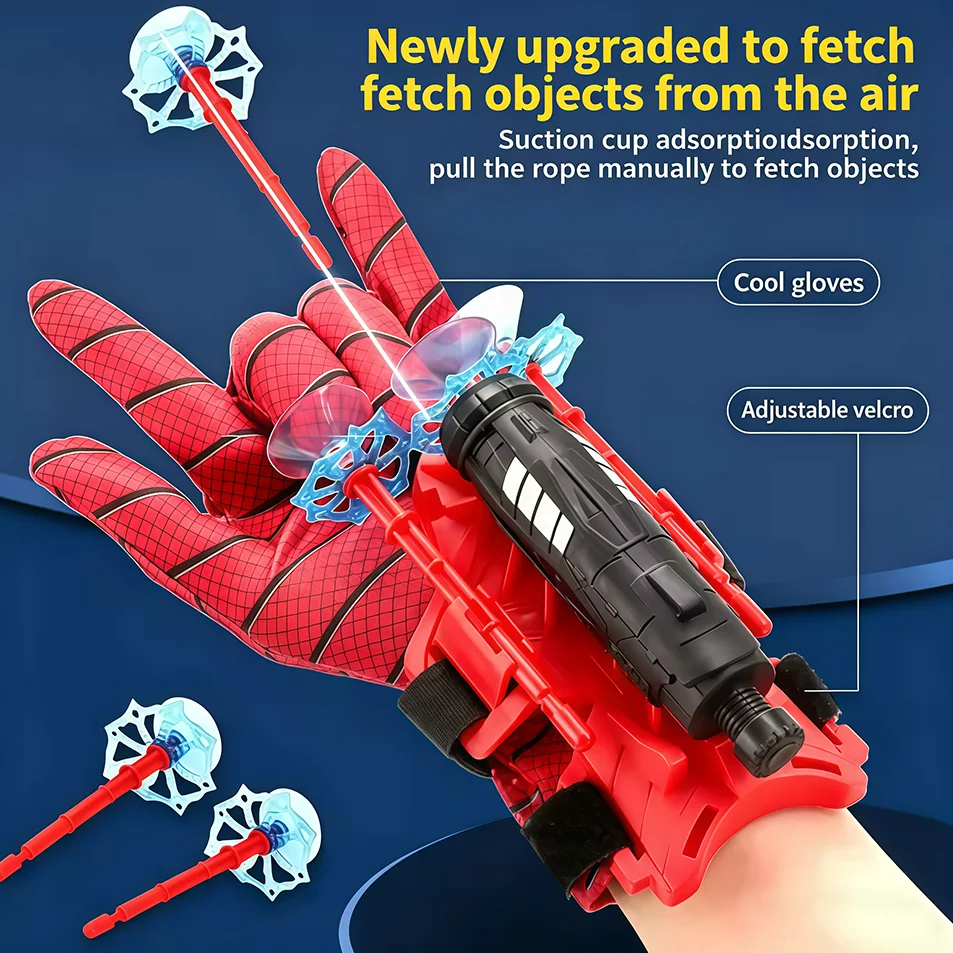 2026 Beliebte Atmungsaktive Maske mit Kinnkontrolle, Web-Shooter-Handschuh, Launcher, Cosplay-Kopfbedeckung, Spielzeug-Geschenk – Detail 10