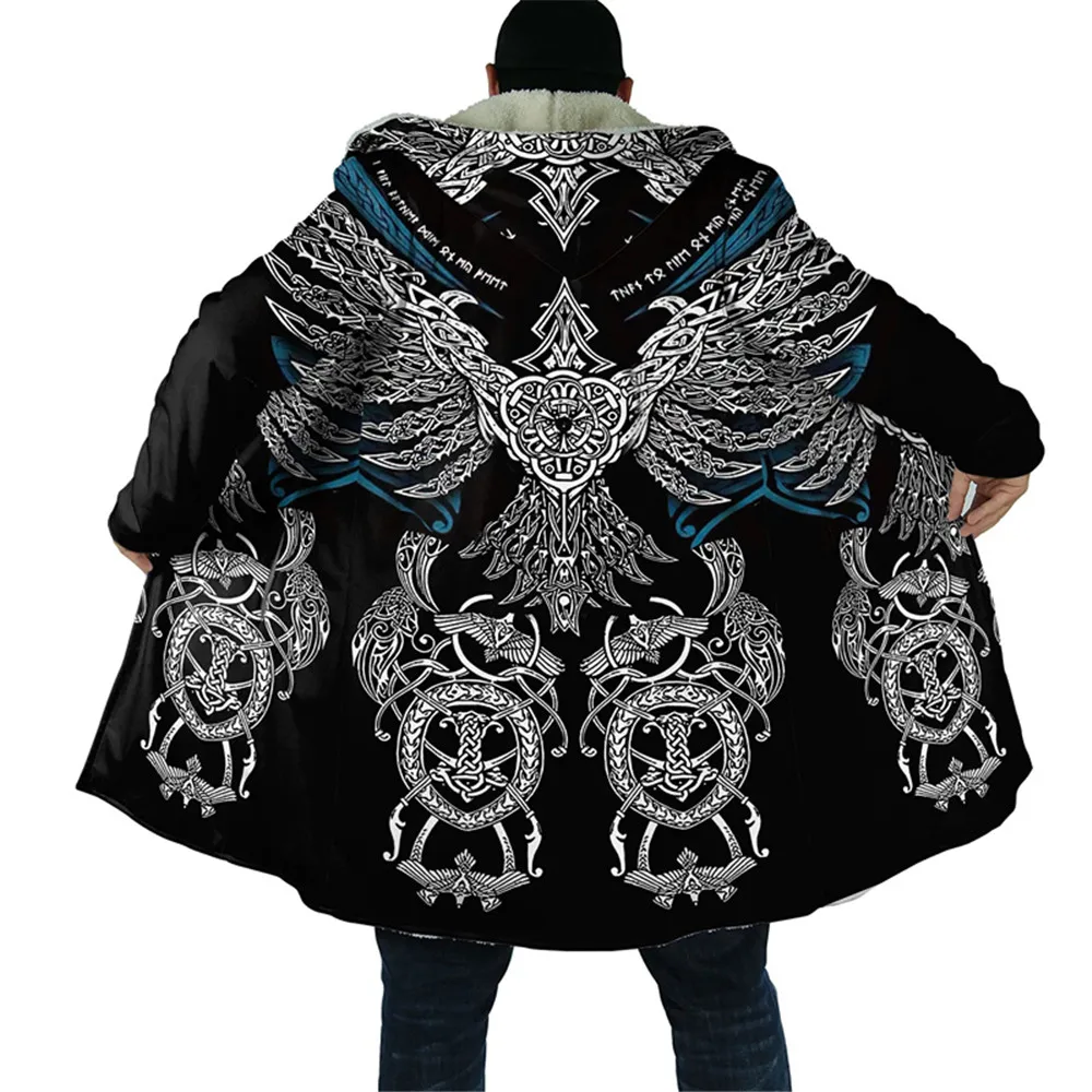 CLOOCL Hooded Cloak for Men Virgin Egyptian Tree of Life 3D All Over Prined Fleece Wind Breaker Winter Fashion Jacket coat