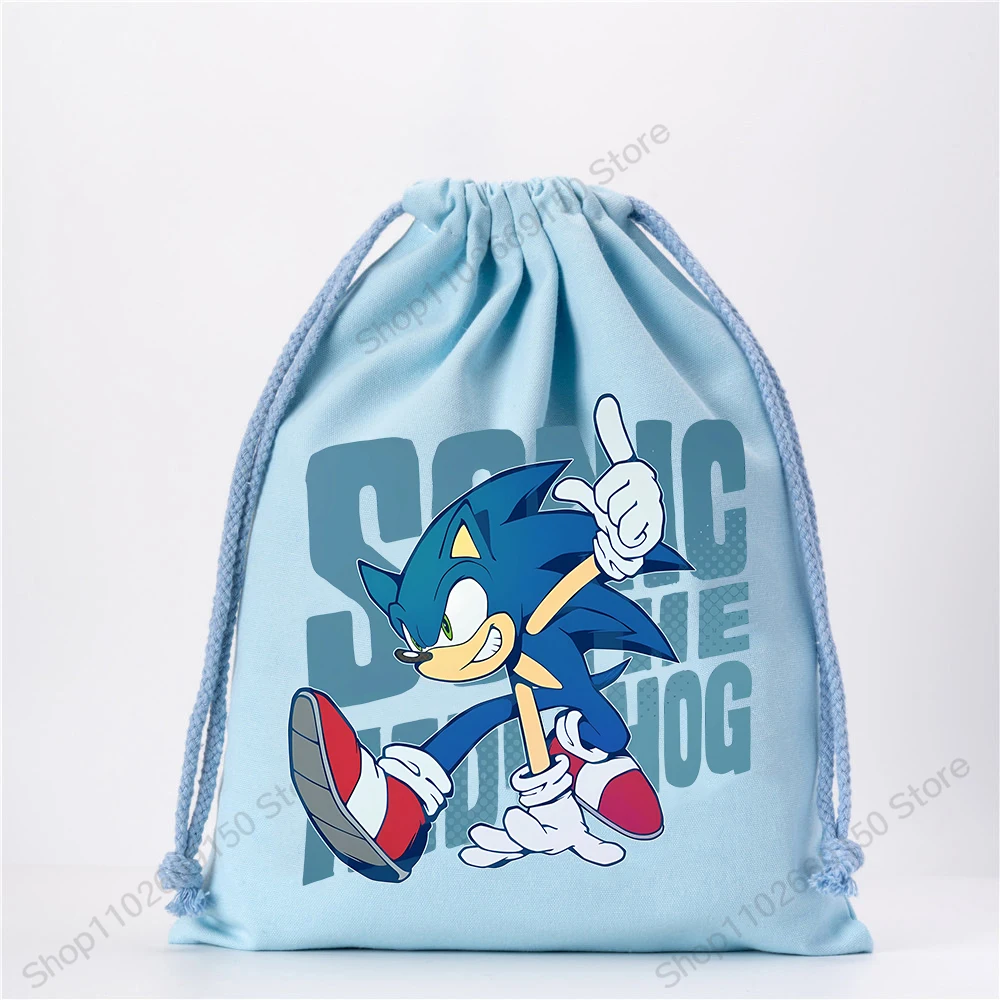 Anime Drawstring Handbags Sonics Kids Cartoon Cute Draw String Bag Children Fashion Storage Pouch Boy Girl Gift Candy Bags 2025