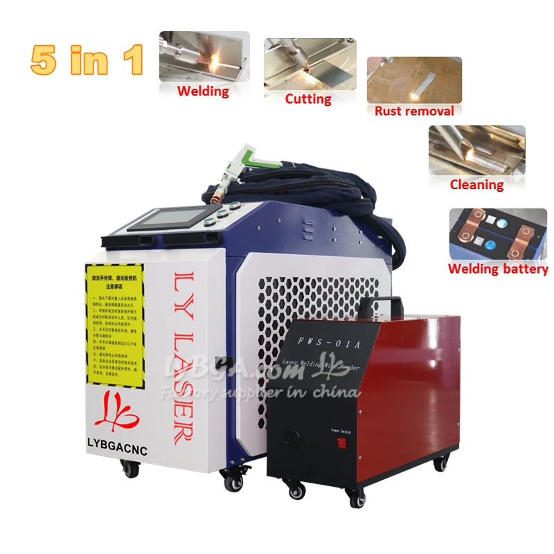 LY Palmare 5 in 1 Macchina per marcatura di taglio per pulizia laser a fibra 3000W 2000W 1500W MAX Raycus BWT Saldatore laser per metallo