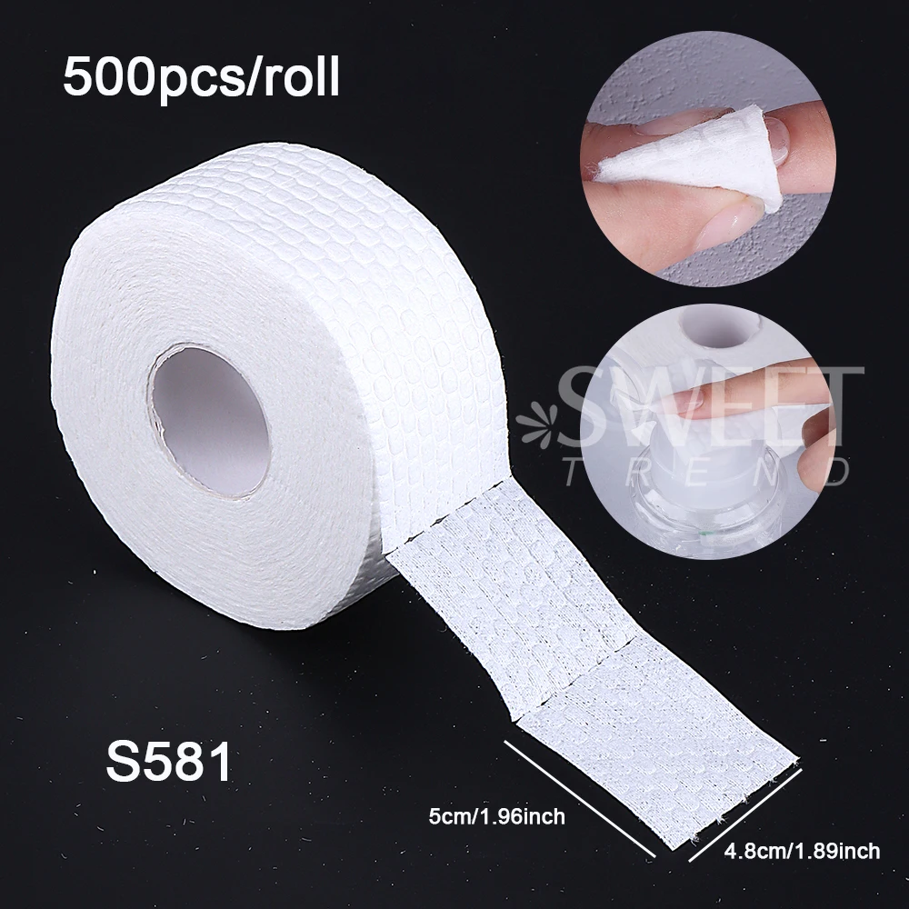 500/1000 Stuks Nagel Veeg Wattenschijfjes Nail Manicure Polish Remover Cleaner Papier Soak Nail Schoonmaken Manicure Tool Kleine Roll veeg
