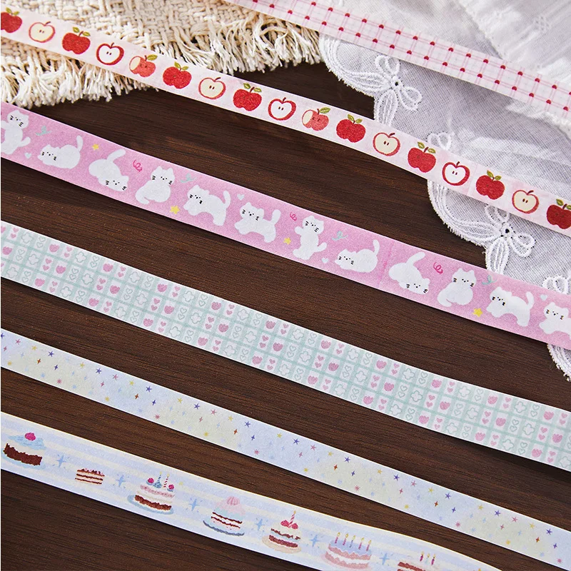 10Roll/set Korean Ins Cute Sugar Weekend Series Washi Tape Hand Account Decorative Tape Collage Planner DIY School Stationary
