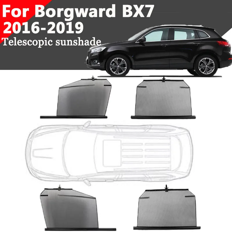For Borgward BX7 2016-2019 Car Telescopic Sunshade Side Windows Curtains Sun UV Protection Retractable Visor Auto Accessories