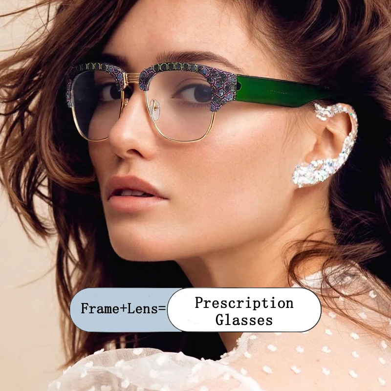 

New Fahsion Women Floral Print Eyebrows Frame Photochromic Prescription Glasses Anti Blue Ray Hyperopia Myopia Amblyopia Eyewear
