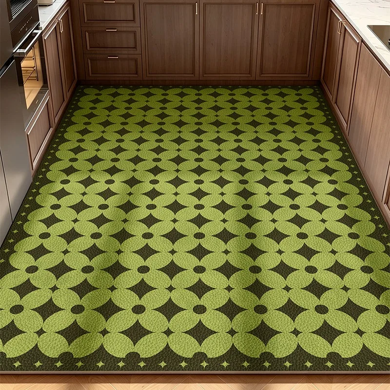Kitchen Carpet PVC Waterproof Non-slip Oil-proof Leather Floor Mat Minimalist Geometric Pattern Rug Large Size Home Decor Rugs