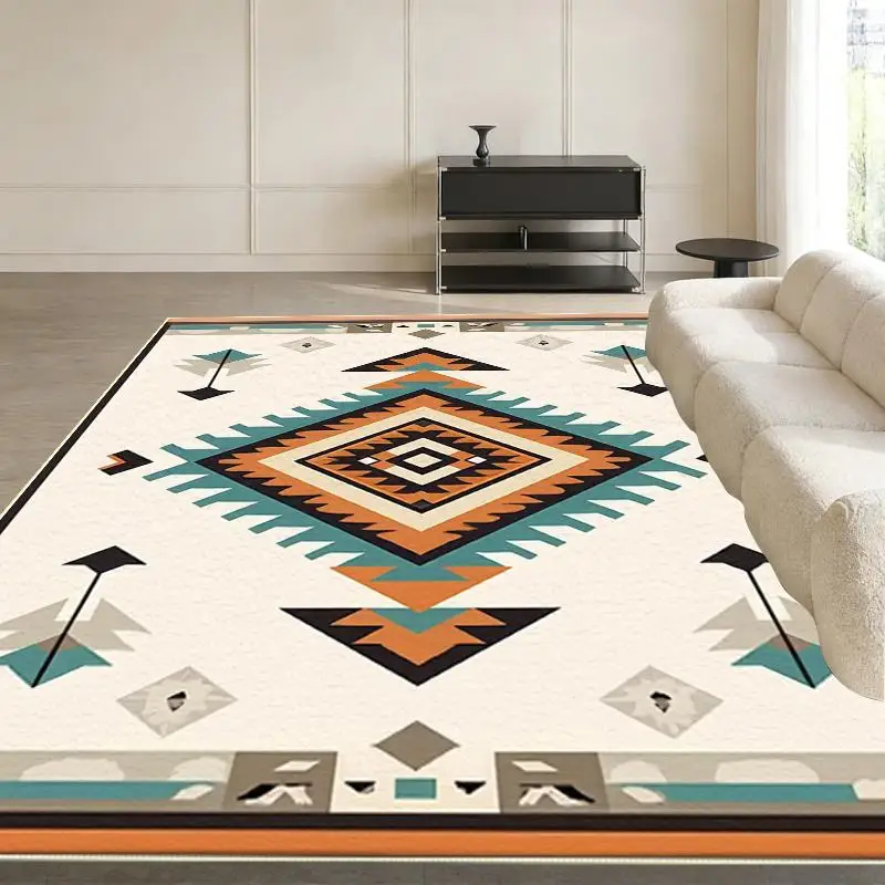Modern Navy Blue Grey Geometric Circle Motif Rectangular Commercial Floor Rug Welcome Decor For Bedroom Living Room