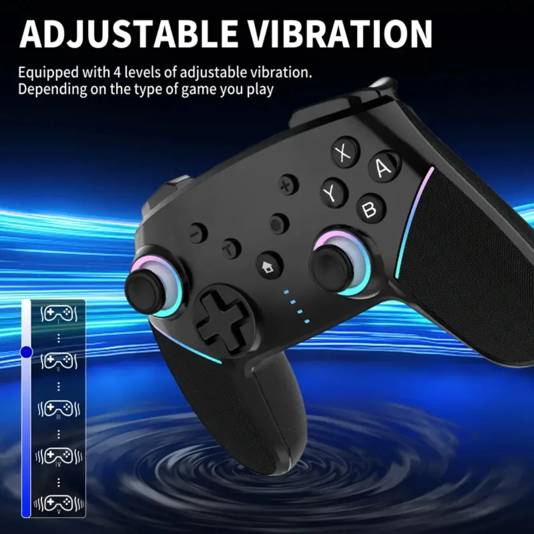 Wireless Controller 6-axis For Switch/ Lite/OLED, 10000mAh Handle Work With IOS/Android/PC With RGB Light-Black Gamepad