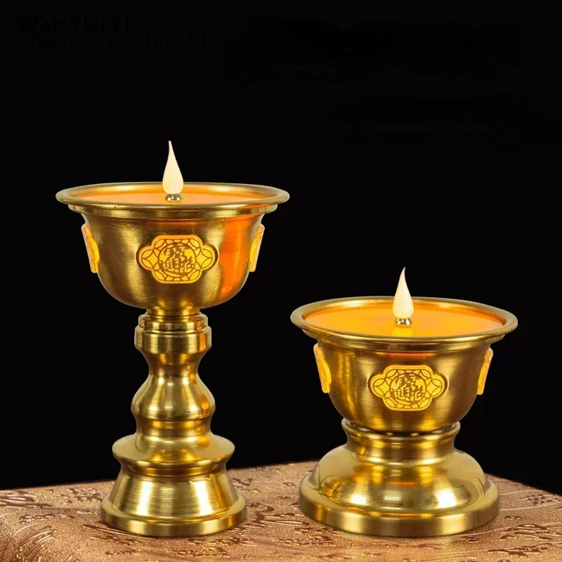 Simulated Candlestick Alloy Buddhist Temple Offerings Buddhist Artifacts Living Room Decoration Plug in 110V~220V