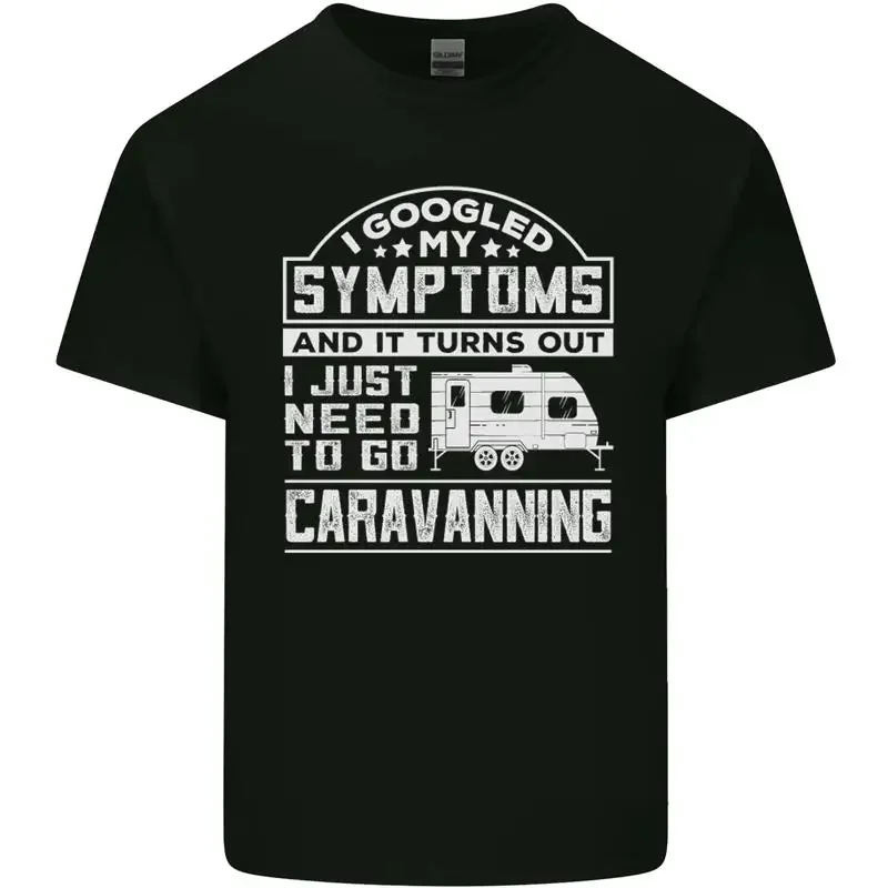 Symptoms Go Caravanning Caravan Funny Mens Cotton T Shirt Top