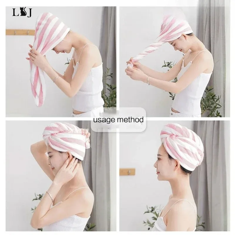 Microfiber Strong Hair Towel Wrap Fast Dry Hair Towel Super Absorbent Microfiber Coral Velvet Hair-Drying Towel Quick Dry-Hair