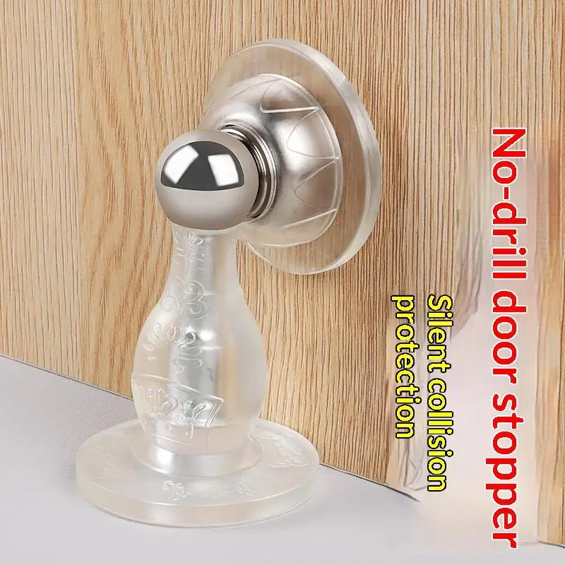 Magnetic PVC Door Stopper No Drilling Strong Adhesive Suction Shockproof Door Holder for Home Commercial Use
