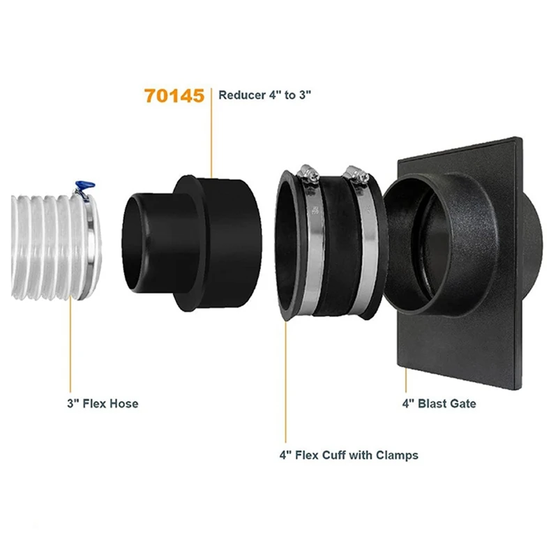 AD23-2Pcs 70145 Редуктор от 4 до 3 дюймов, редуктор от 4 до 3 каналов, встроенный канальный вентилятор, система вентиляции палатки для выращивания