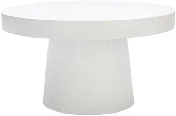 Home Collection Jaria White Paper Mache Round Coffee Table (Fully Assembled) Cof3000A, 31.6