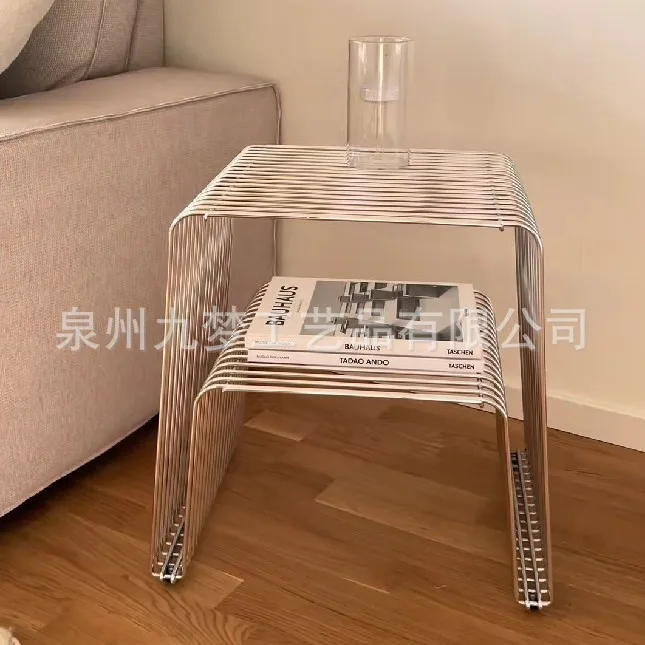 

Foreign trade metal line table, newspaper and magazine rack, light luxury, high-end book and newspaperrack, table by the sofa,