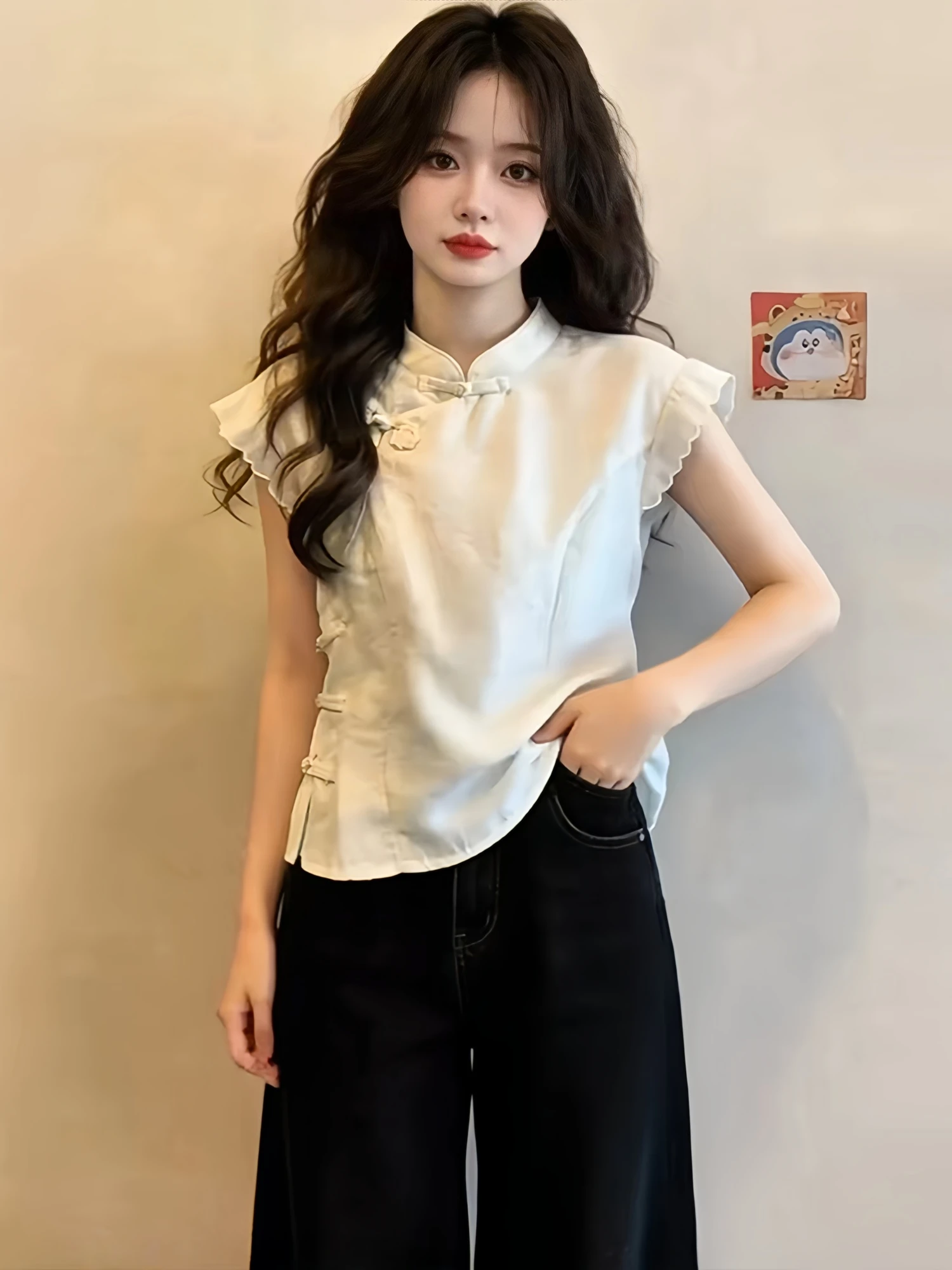 

Elegant Summer Chinese Style Shirt Women's New Fashion Trendy Button Stand Collar Slimming Versatile Personality Blouse