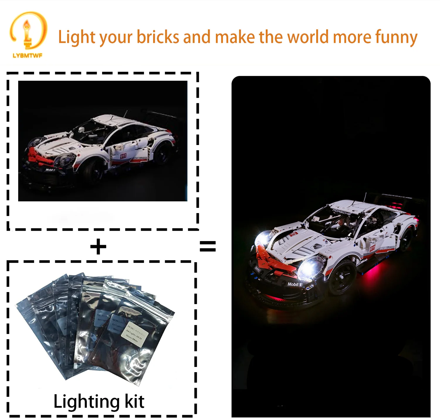 LYBMTWF Kit de iluminação LED compatível com Lego 42096 White Super Racing Car Toys Set (NÃO inclui os tijolos modelo)