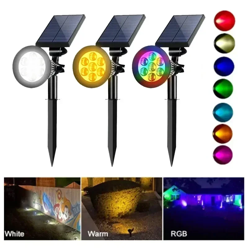 RGB Outdoor Solar Lights LED Changing Lawn Ground Lamp IP65 Waterproof Outdoor Lights Landscape Spotlights Garden Decoration