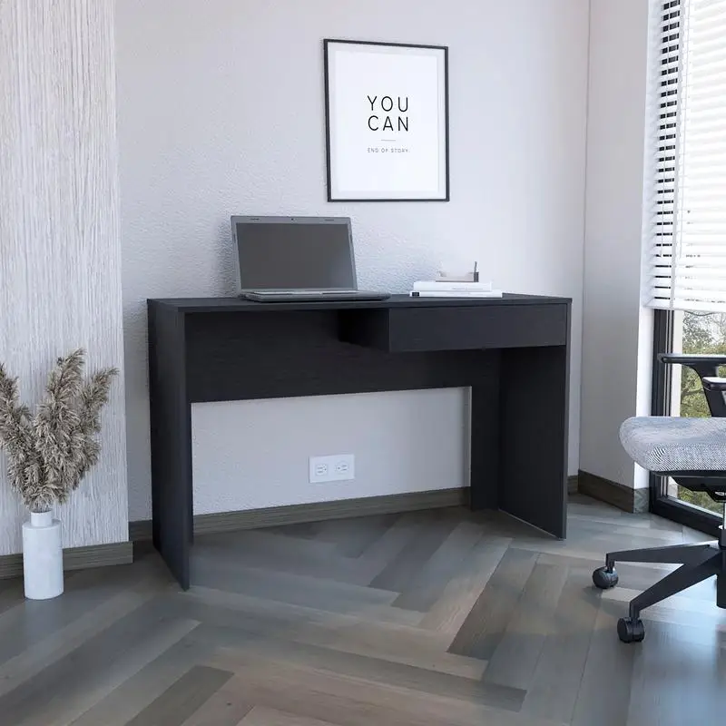 Black Computer Desk with Drawer - Stylish Workspace Furniture for Home Office