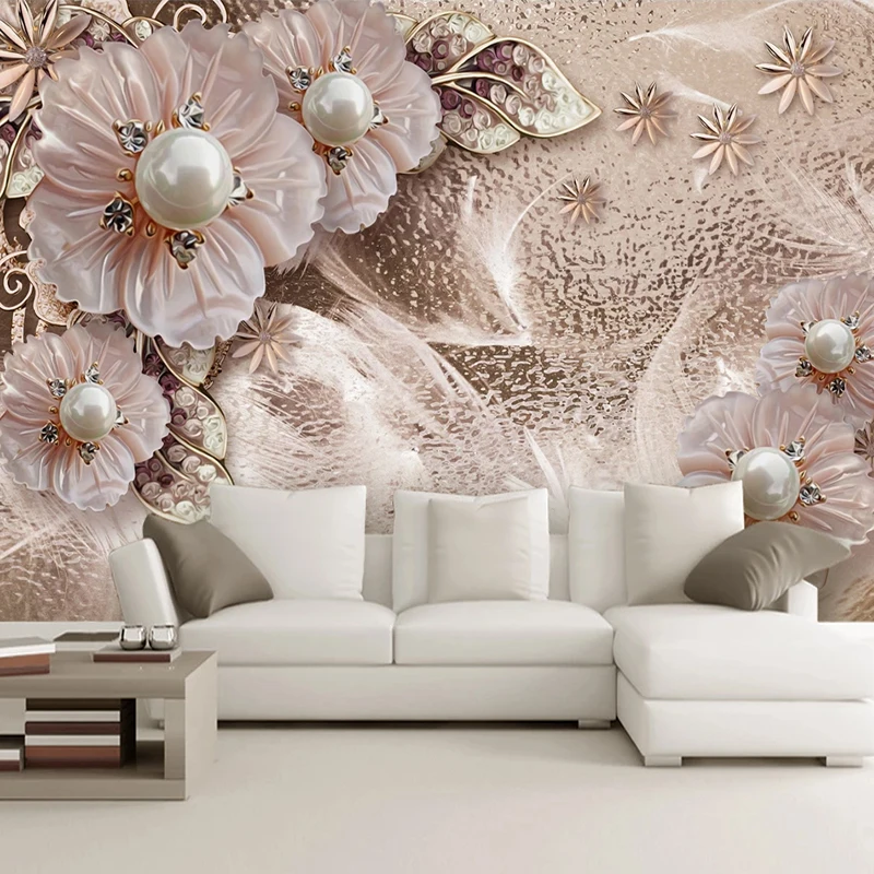 Custom Large Size Luxury Jewelry Flowers 3D Mural Wallpaper for Wall European Style Bedroom Living Room TV Background Home Decor