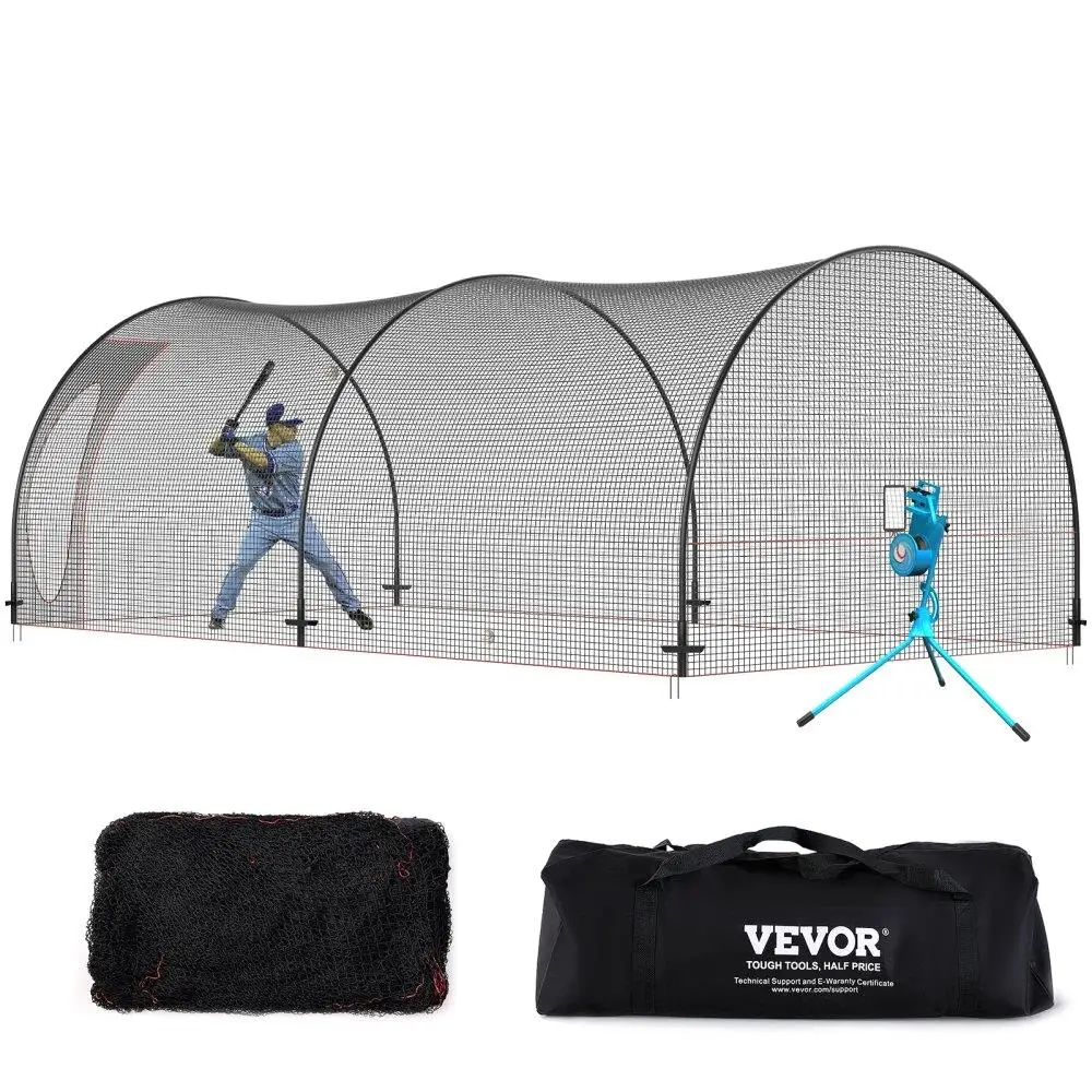 Heavy-Duty 22-Foot Portable Baseball Batting Cage Net with Frame for Backyard Softball Training with Carry Bag Included