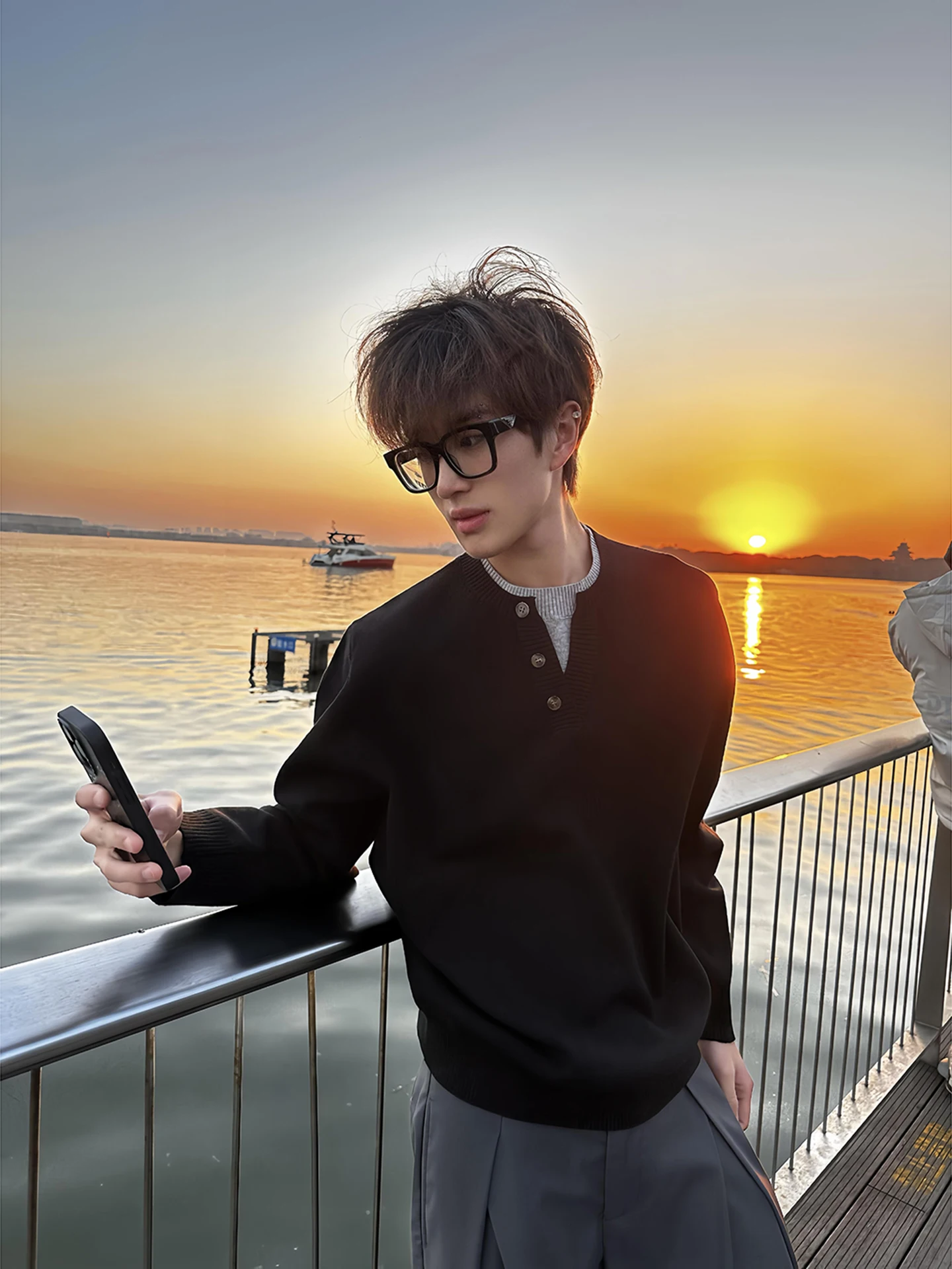 

Bla Henry Collar Knitted Sweater Men's Inner Wear Retro High-End Feeling Winter Warm Long Sve Color Base irt