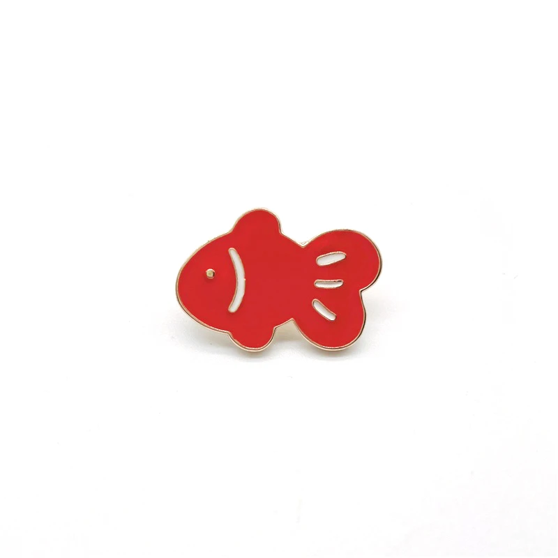 Cartoon Cute Animal Sea Life Enamel Brooch Red Good Luck Goldfish Koi Alloy Pins Badge Clothes Accessories Fashion Woman Jewelry