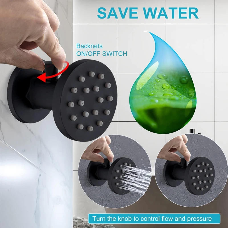 Bathroom Wall Mounted Hot and Cold Water Mixer Valve Brass Shower Faucet Set Waterfall Concealed Mixer Shower System