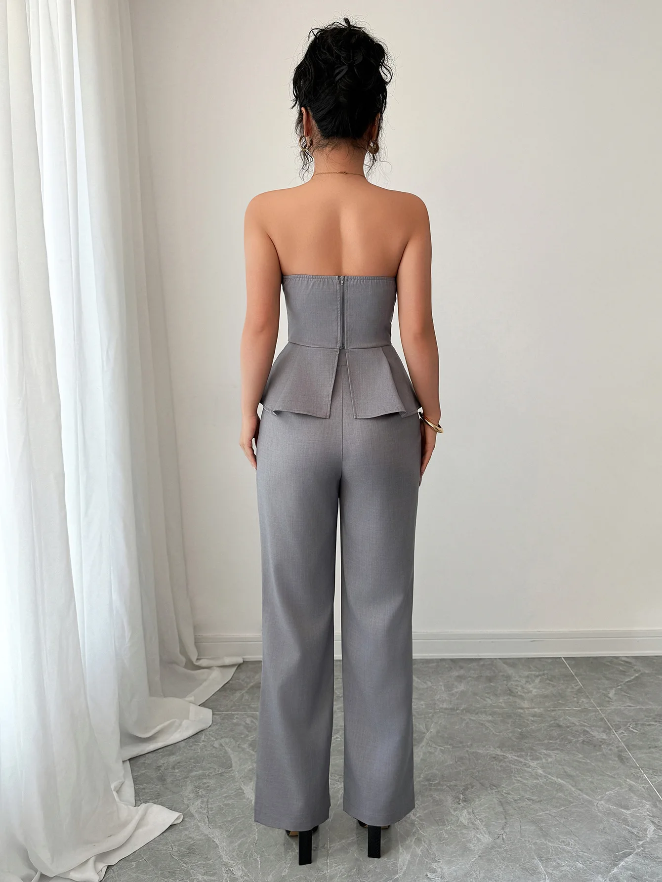 

Women's Pants Set 2025 Fashion Spring Summer Elegant Temperament Strapless Straight Leg Pants Women's Suit Women's Clothing