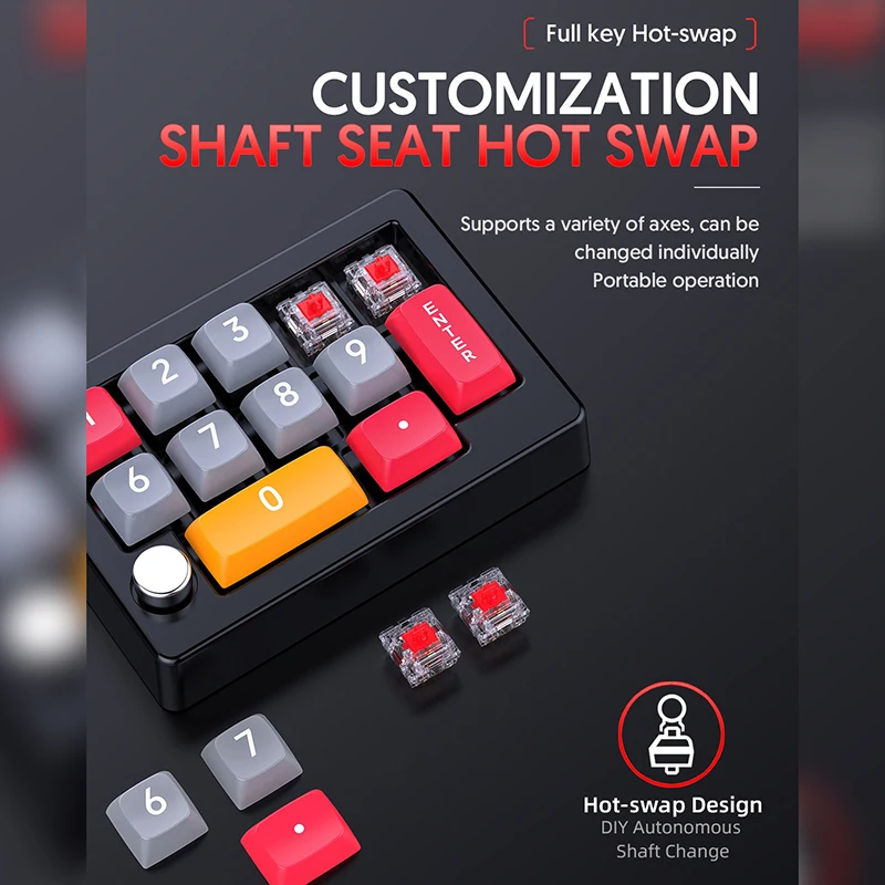 Portable Mechanical Keypad 13Key Macro Programmable Fully Hot Swappable Mechanical Switch 12Color RGB Light Gaming Mini Keyboard