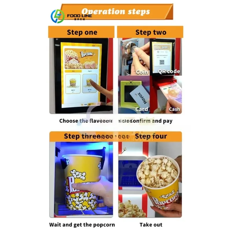 Customized Bulk Popcorn Vending Machine Automatic Coin Popcorn Vending Machine