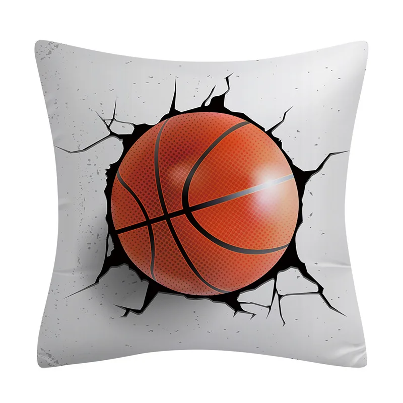 Football basketball rugby printed pattern cushion cover for home living room sofa decoration square polyester pillowcase