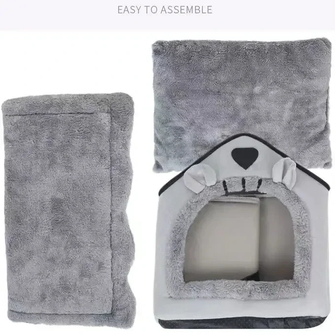 Cat /Dog Bed Foldable Pet Sleepping Removable Washable Kennel House Indoor Nest Soft Deep Sleep with Cushion Kittens Puppies