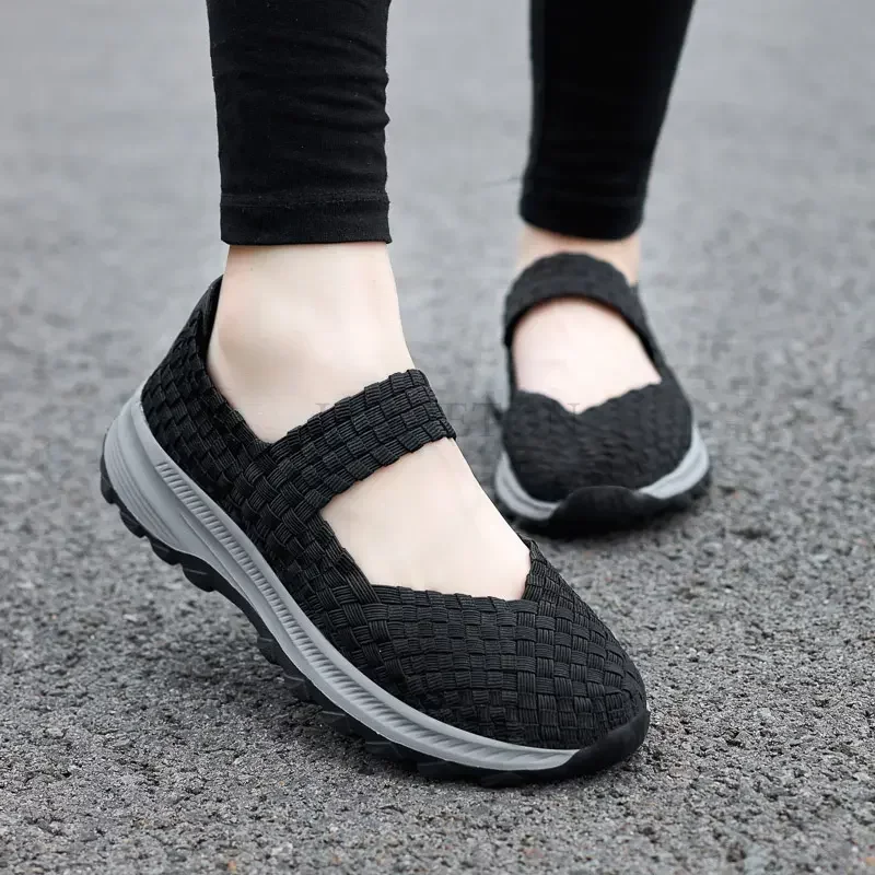 Women Sandals Handmade Woven Flat Shoes Woman Summer Fashion Breathable Casual Slip-On Colorful Female Footwear Loafers