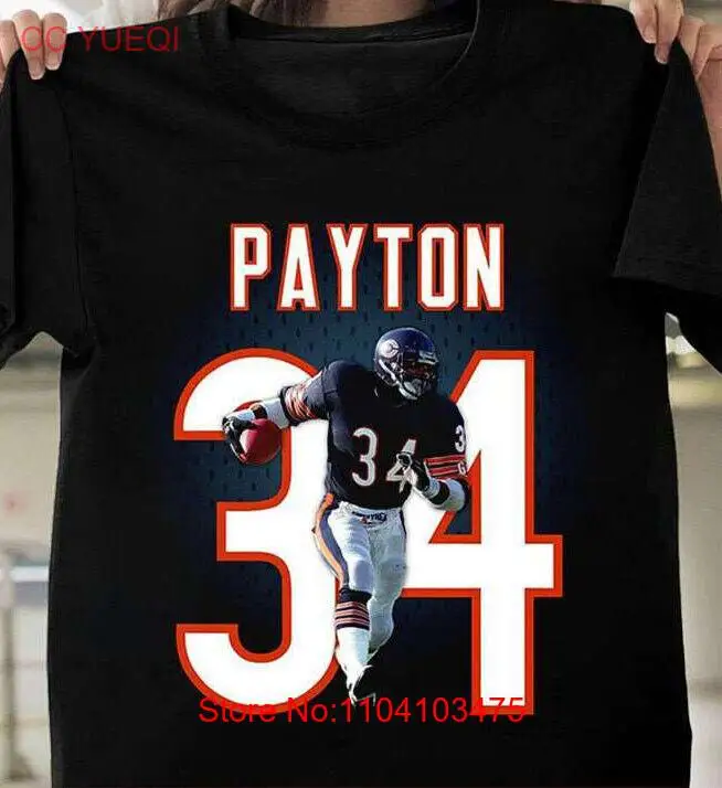 Walter Payton T-shirt Black Cotton Tee All Sizes S to 5XL JJ4576
