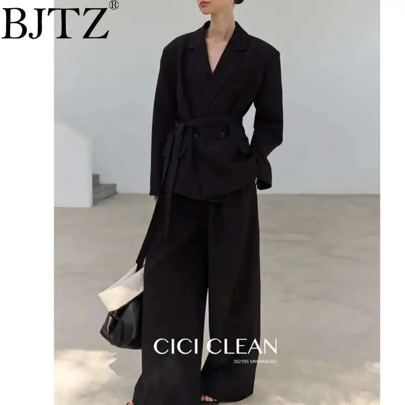 

BJTZ Fashion Trend 2025 Spring And Autumn New Female Loose Top Temperament Everything Pair Trousers Two-piece Set Women Pants