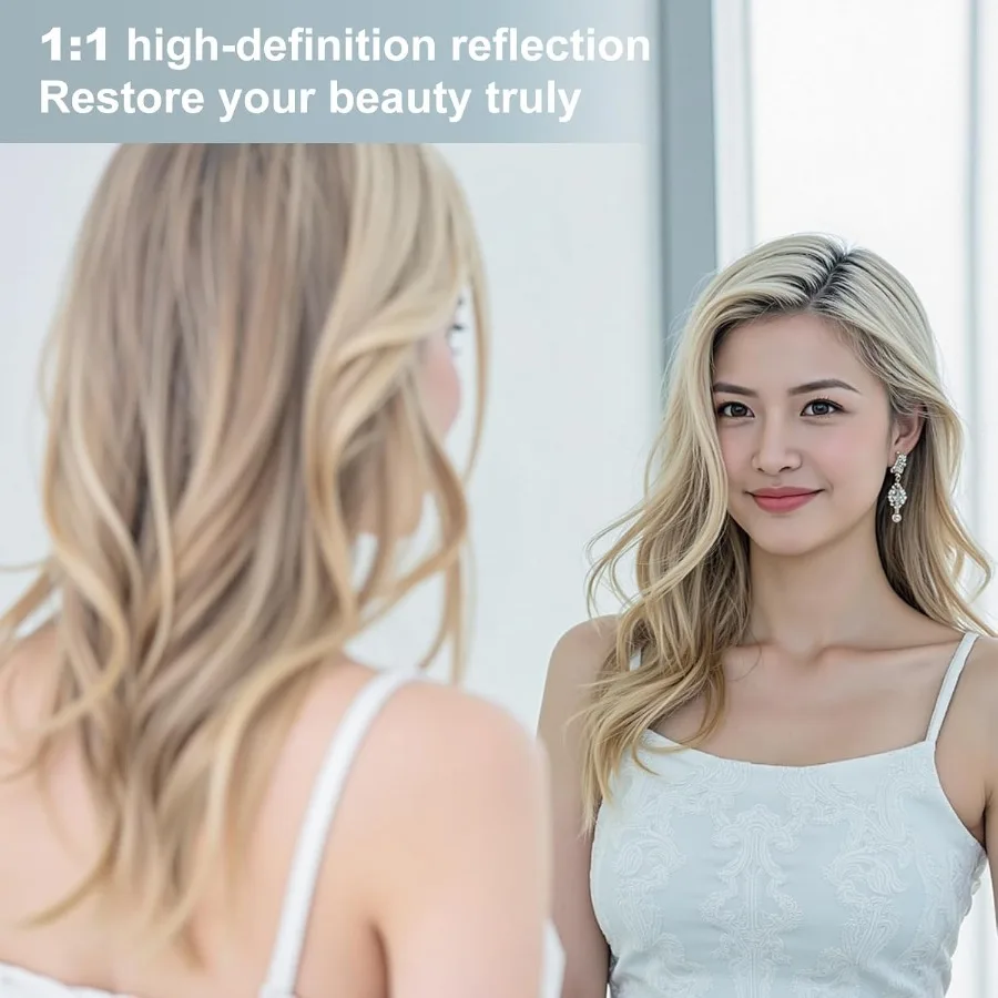 Cermin Lantai Putih Melengkung Ukuran Besar 64X21 dengan Bingkai Paduan Aluminium untuk Berdiri atau Bersandar Ideal untuk Kamar Tidur Li