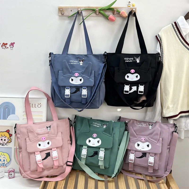 

Miniso Kuromi Large Capacity Tote Bag Nylon Women'S Shoulder Bag Students Book Pockets Crossbody Bag