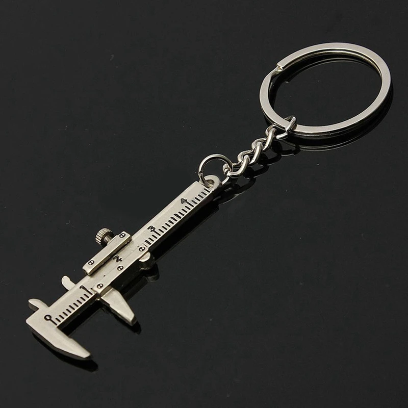 4X Useful Mini Vernier Caliper Tool Pendant Slider Slides Keyring Key Chain 10CM