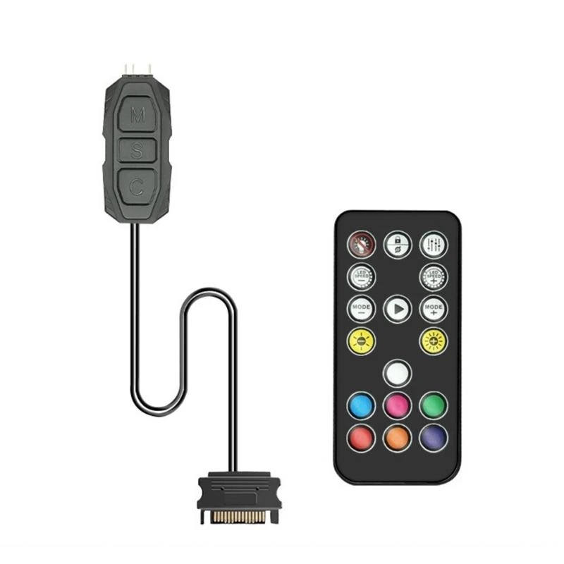 HX6A 5V 3PIN ARGB Computer Fan Controller with Remote, SATAs Power RGBs Hub for Enhances Lighting