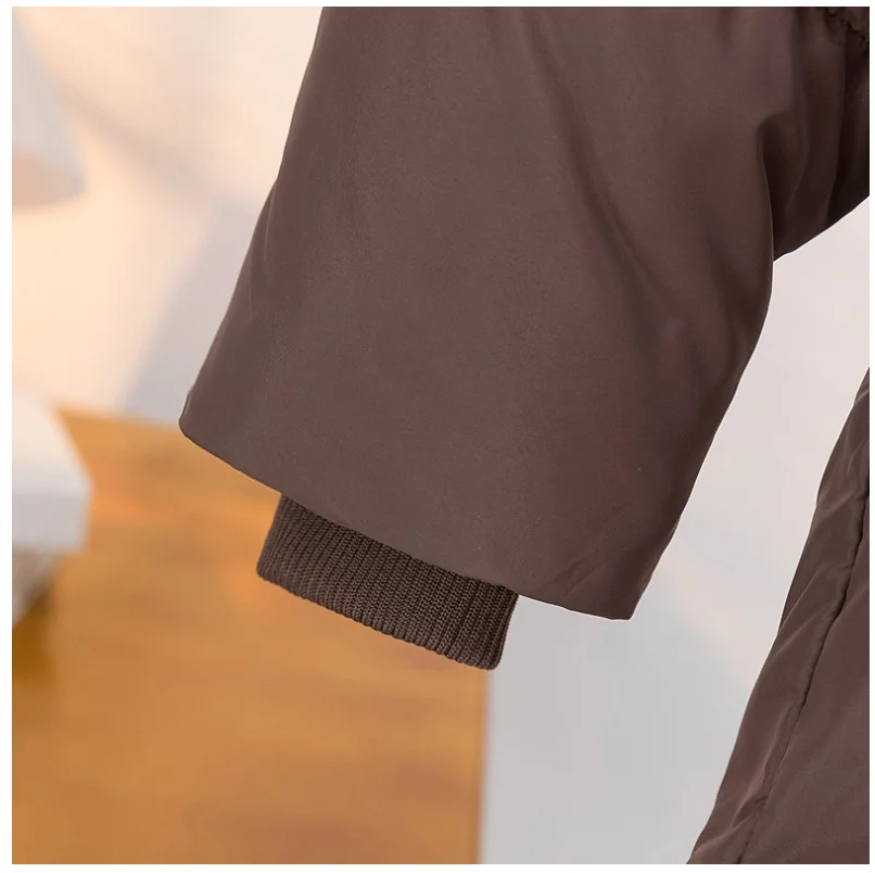 Advanced with Waist Cinching Tie Up Black Cotton Jacket Women's 2026 Winter New Korean Version Stand Collar Coat Female Parkas