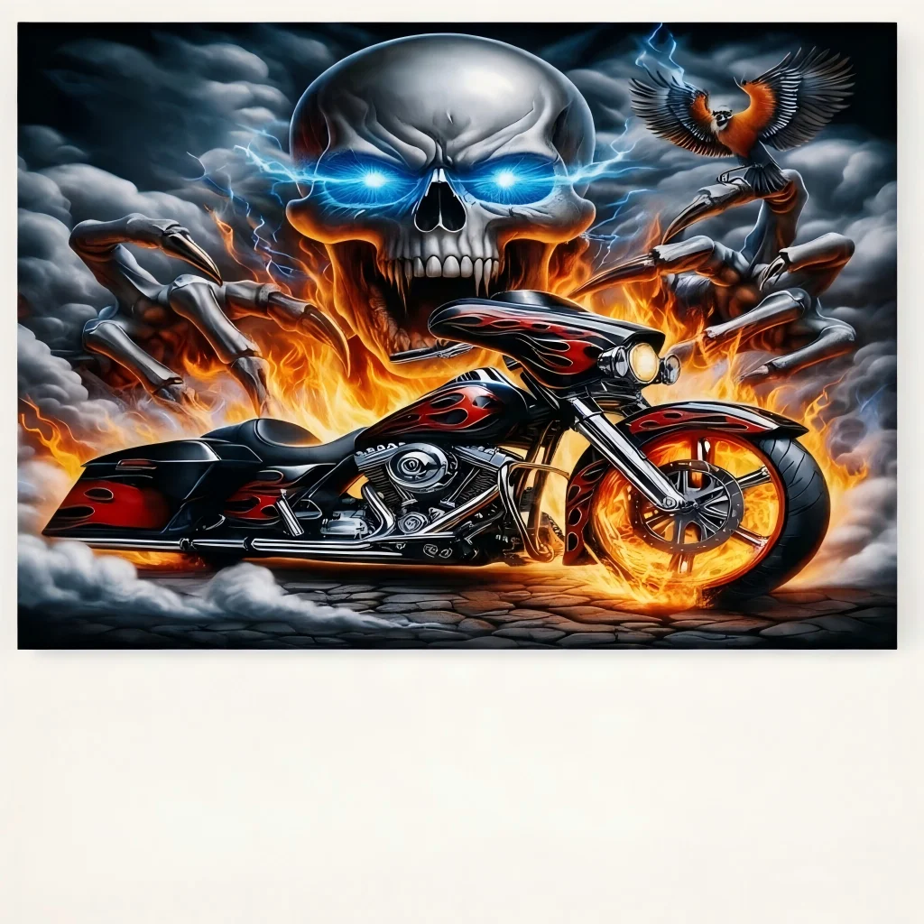 Vintage&Fantasy Jigsaw Puzzle-Autumn Forest Truck,Skull Motorcycle,Retro Gas Station,Magic Books-Adult Relaxation Home Decor