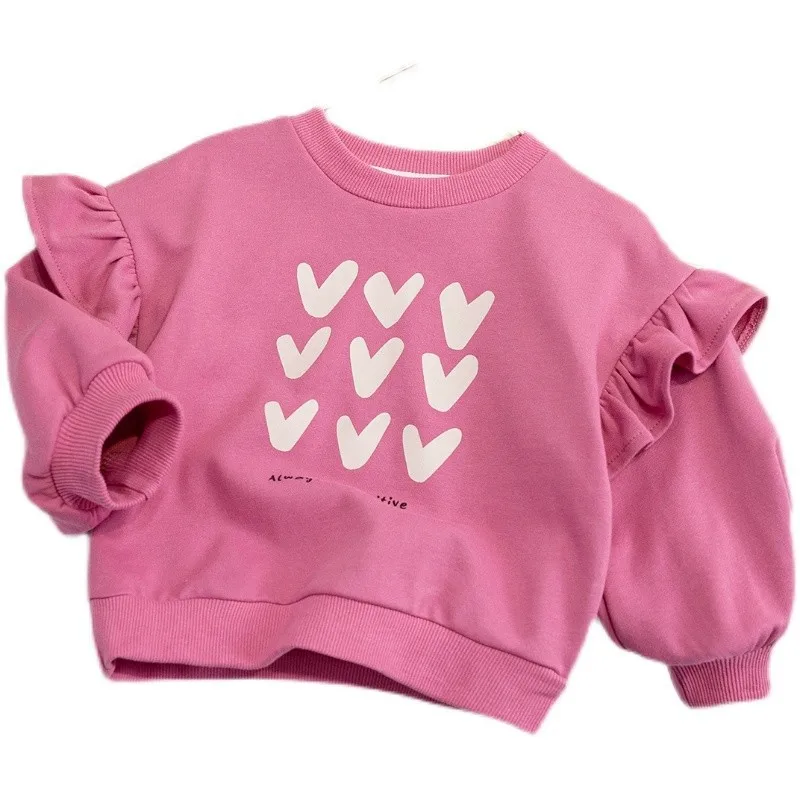Kinder-Sweatshirt mit Rundhalsausschnitt, Mädchen, Kinder, Herbst, Rosa, bedruckt, Langarm, Kinder-Langarm-Sweatshirt mit Rundhalsausschnitt – Detail 6