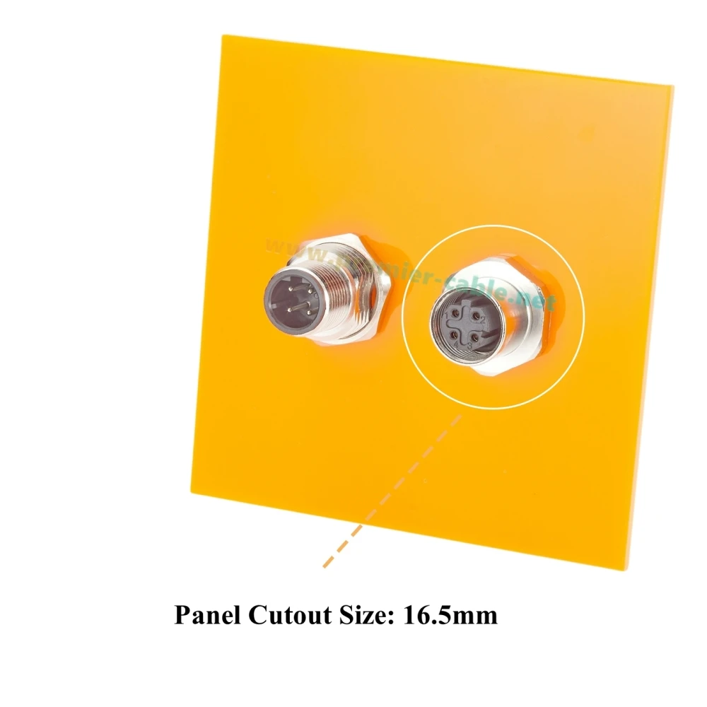 Profinet M12 D-Code 4 Pin Male to Female Bulkhead Feedthrough Connector Cat5 Ethernet IP67 Shielded Pass-thru Panel Mount Socket