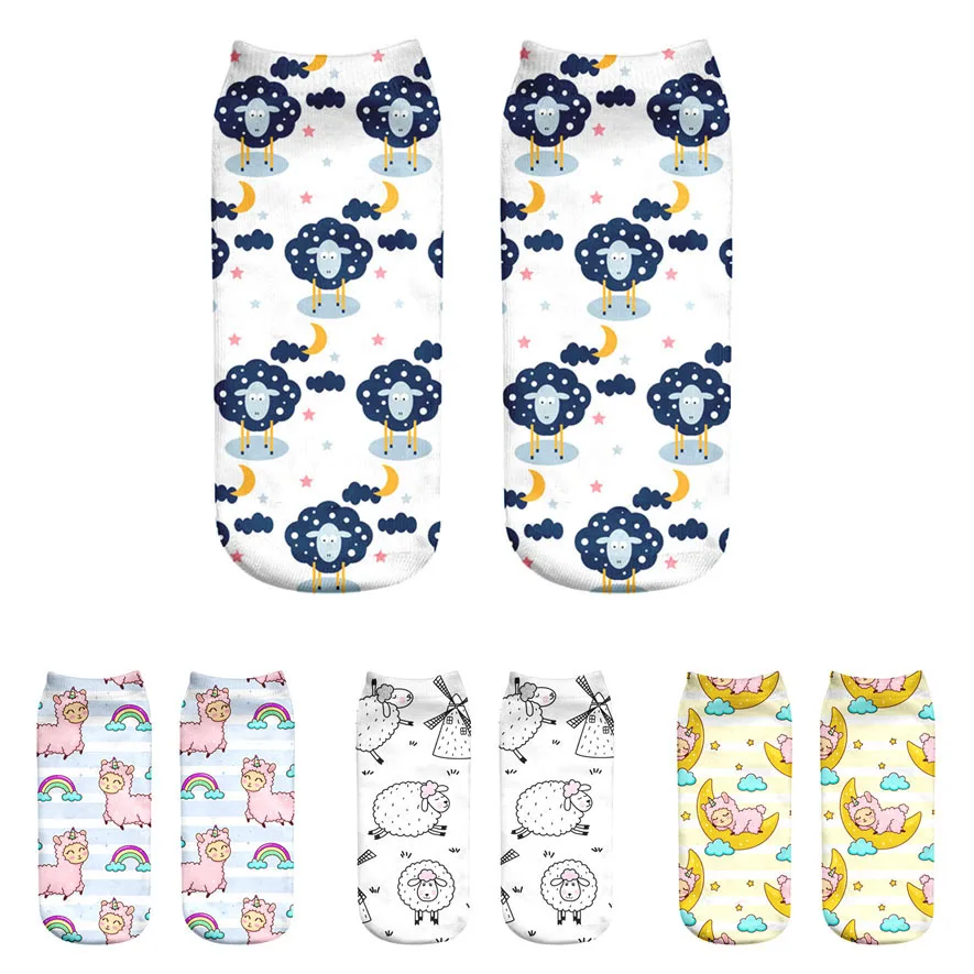 

Fashion 3D Cartoon Print Socks Women Unisex Cute Kawaii Dogs Sox Low Cut Ankle Socks Calcetines Mujer Art Funny Socks