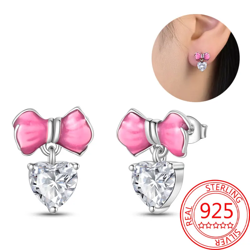 NONE Heißer Verkauf Biene Ohrringe Für Mädchen Schöne Gelb Schwarz Tanzen Biene Glücklich S925 Creolen Geburtstag Geschenk Silber Schmuck 5