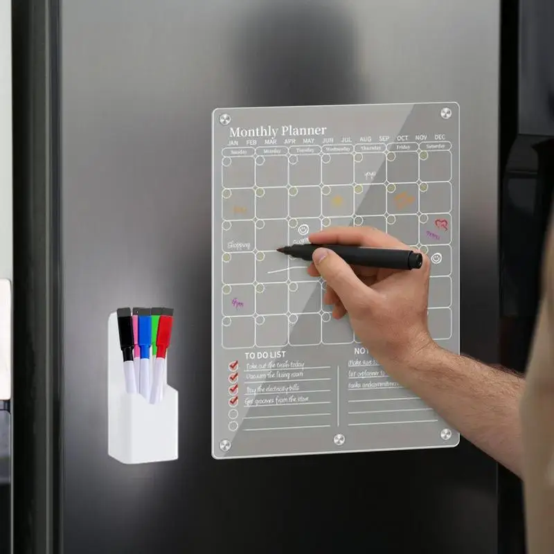 Naklejka na lodówkę Przezroczysty akrylowy kalendarz Planer tygodniowy Harmonogram magnetyczny Tablica wielokrotnego użytku Wiadomość na lodówkę Gadżety menu