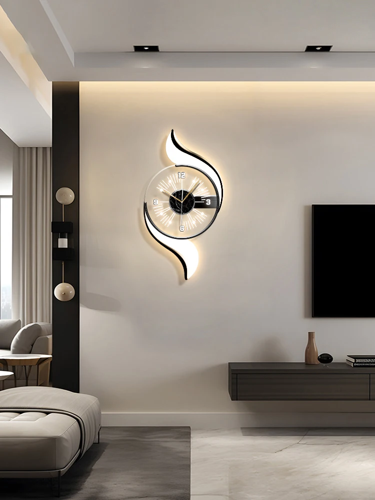 TV background wall luminous mute decorative clock wall clock