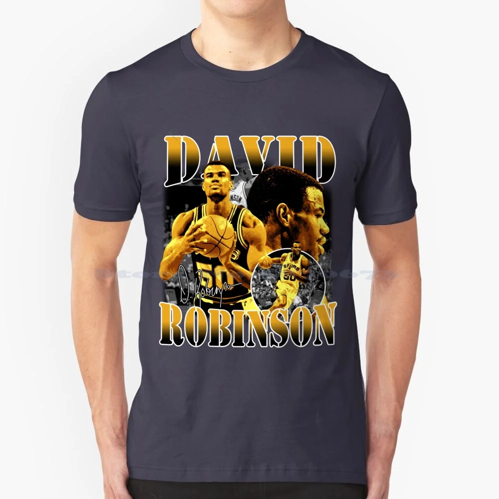 David Robinson Basketball Signature Vintage Retro 80S 90S Rap Style Perfect Gift For Basketball Lovers T Shirt 100% Cotton Tee