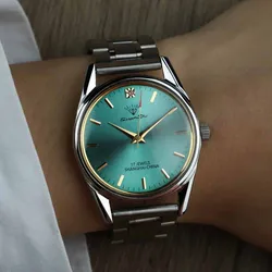 Fashion Luxury Shanghai Mechanical Watch Diamond Brand Green Dial Waterproof Stainless Steel Leather Strap Mens Watch Starking