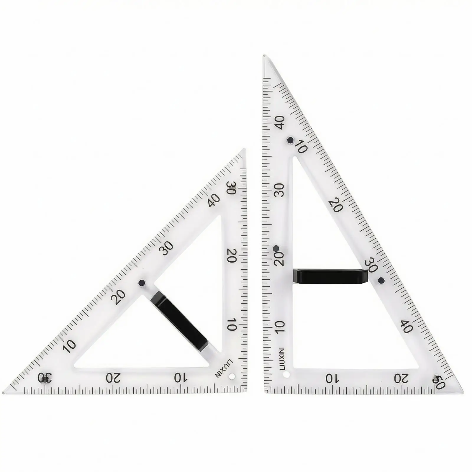 Large Teaching Triangle Ruler Transparent Plastic Math Geometry Tool for Classroom Whiteboard with Detachable Handle Mathematics